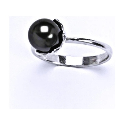 Čištín Zlatý prsten Swarovski black perla bílé i žluté zlato T 1351