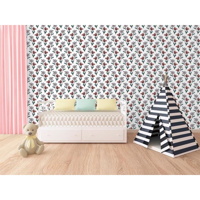 DIMEX ART Луксозна флизелинова тапета червени и бели цветя