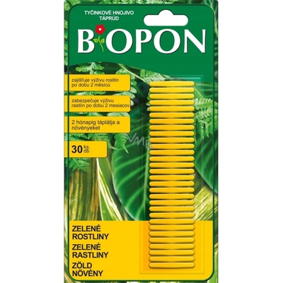 Biopon Zelené rostliny hnojivové tyčinky 30 kusů
