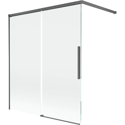Mexen Rox параван за вана, плъзгащ се с две крила 140 x 150 см, прозрачен, сиво с четкан завършек - 8C9-140-003-66-00 (8C9-140-003-66-00)