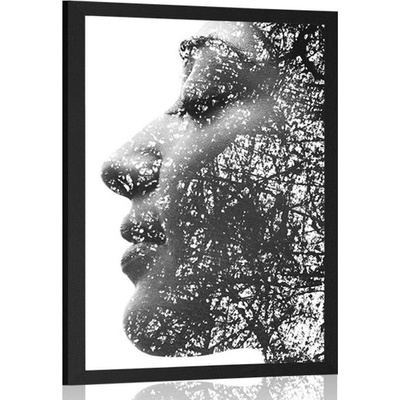 Plakát žena s abstraktními prvky - 30x45 white