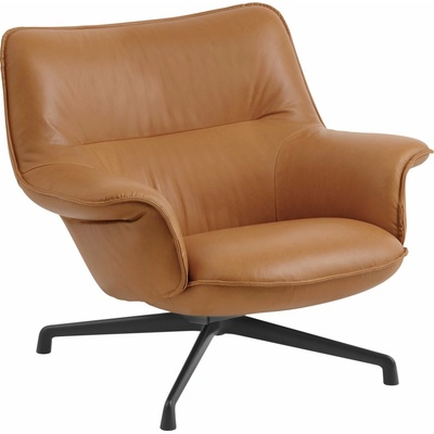 Muuto Doze Low Back Swivel Base Refine Leather Cognac / Anthracite Black