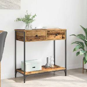 vidaXL Конзолна маса Старо дърво 75 x 34, 5 x 75 см Инженерна дървесина (882248)