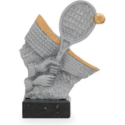 Trofej luxusní se symbolem tenisu výška 20 cm stříbrná/zlatá