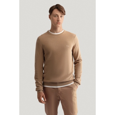 Gant Cotton Pique C-neck hnedá