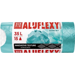 Alufix Торба за боклук, с уплътнителна лента, LDPE, ароматизирана, 35 л, 15 бр. , 53x53 см, 20 , ALUFIX "Алуфлекси", тюркоазено синьо MSZ3515ALUFLEXYTRQ (7064)