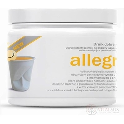 Allegra DRINK NEW instantná zmes na prípravu nápoja, príchuť pomaranč 200 g