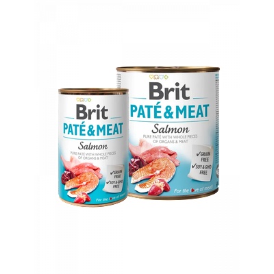 Brit Pate & Meat Salmon - Консерва с 26% сьомга и 44% пилешко месо 400 гр