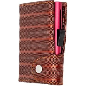 C-SECURE Картодържател C-SECURE XL с портфейл, Red Metallic leather (XL-WCH001-MTL-RD-RD)