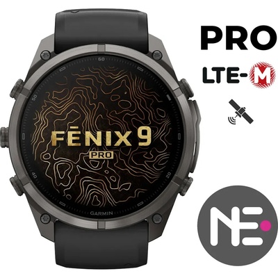 Garmin fenix 9 Pro - inReach, 51mm, AMOLED, Sapphire, Carbon Gray DLC Titanium, Black/Pebble Gray band 010-04337-11