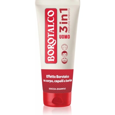 Borotalco MEN 3 in 1 sprchový gél pre mužov na tvár, telo a vlasy vône Amber 200 ml