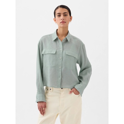 GAP Скъсена ленена риза GAP GAP | Zelen | ЖЕНИ | XXS