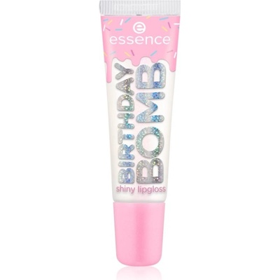 essence Birthday Bomb transparentní lesk na rty pro třpytivý lesk 01 Cake My Day! 10 ml – Zbozi.Blesk.cz