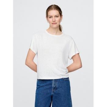 GAP Ленено кроп тениска GAP GAP | Byal | ЖЕНИ | XXS