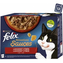 Felix Sensations hovězí, jehněčí, krůta, kachna v omáčce 12 x 85 g