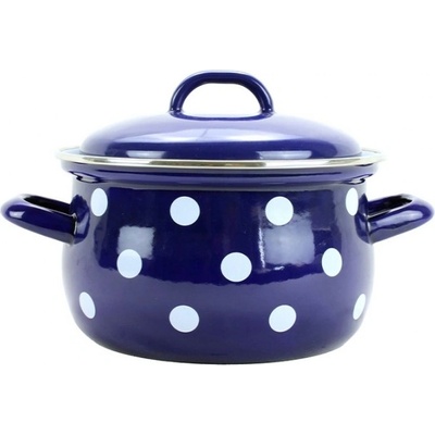 BELIS Smaltovaný hrnec s poklicí 18 cm 2.6 l PUNTÍK modrý 51218-160DAE05