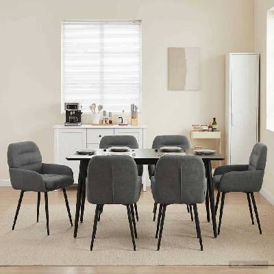 vidaXL Обедени столове 6 pcs Кадифе Тъмносиво 59 x 59, 5 x 90 см (3428248)