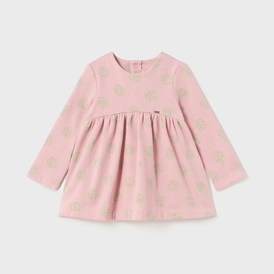 Mayoral Разкроена рокля трико с точки за бебе момиче Майорал в бледо розово