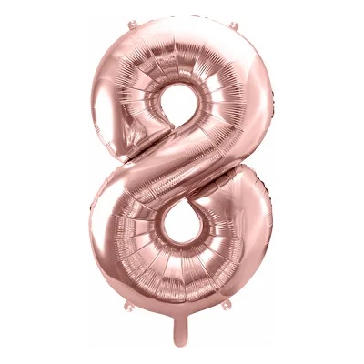 PartyDeco Балон от фолио - число 8 розово златен 86 см