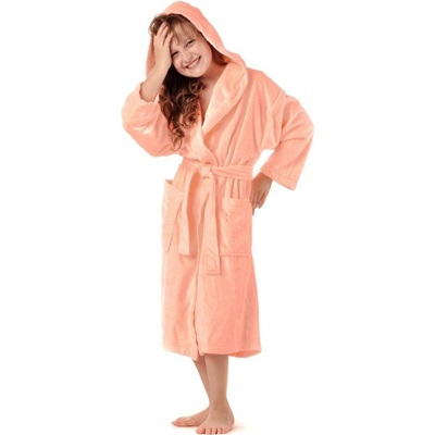 Tampa Vestis kids Dětský dlouhý savý župan s kapucí lososová – Sleviste.cz