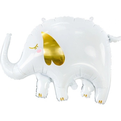 PartyDeco Fóliový balón Biely sloník 83 x 58 cm