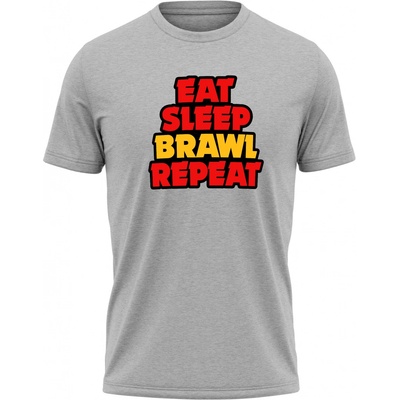 Brawl Stars Tričko Eat Sleep Brawl Repeat šedá