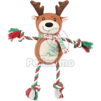 Flamingo коледна плюшена играчка за кучета - елен с въже 1 бр