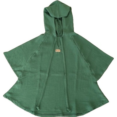 Mušelínové plážové pončo s kapucí Monkey Mum® Tmavě zelená