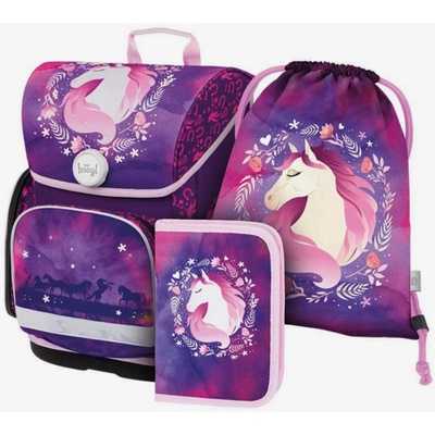 BAAGL Лилав училищен комплект Ergo - раница, моливник, чанта Baagl Horse BAAGL | Lilav | Момичешки | ЕДИН РАЗМЕР