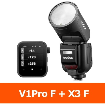 Godox V1 Pro F pro Fujifilm s řídící jednotkou X3 TTL HSS