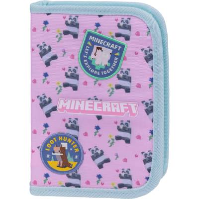 Baagl Училищен пенал едноетажен Minecraft Панда BAAGL | Rozov | Момичешки | UNI