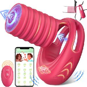 SuperLove Vibrating Cock Ring Penis Sleeve with Remote Red