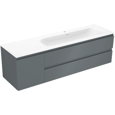 Mexen Orio шкаф за баня 160 см с мивка Vela дясна, 2S, 1D, графит мат/бял мат (91A13-16047-3-BBFFF66-W23P01)