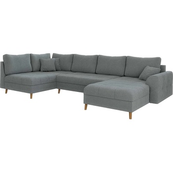 ROPEZ Сив ъглов диван от плат букле (десен ъгъл/"U" форма) Ariella - Ropez (Ariella Narożnik U - Prawa OT tk. Abriamo 07 nogi natura)