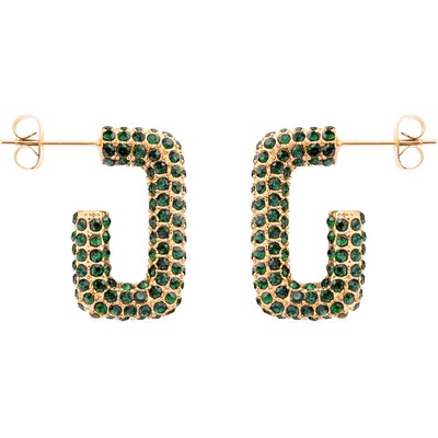 Franco Bene Zahnuté náušnice se zelenými zirkony pozlacené 5893