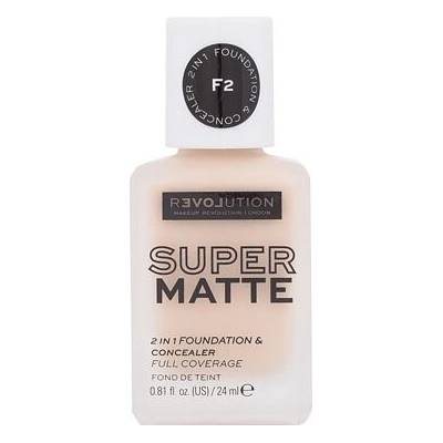 Revolution Relove Super Matte 2 in 1 Foundation & Concealer tekutý a zmatňující make-up a korektor 2v1 F2 24 ml
