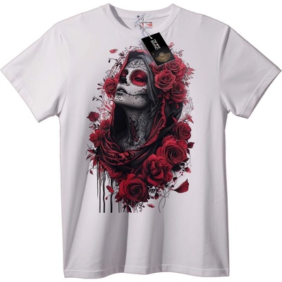 NOONEBRAND Тениска Червени рози и загадъчна жена - 6XL, Black