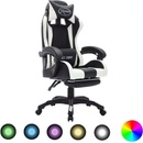 Vidaxl Herná stolička s RGB LED svetlami bielo-čierna umelá koža