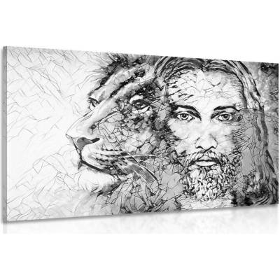Obraz všemohoucí se lvem v černobílém provedení - 60x40