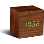 Gingko Design GINGKO Часовник с термометър CUBE - орехово дърво със зелени цифри (Gingko-GK08G8) Будилник