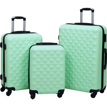 vidaXL Комплект твърди куфари с колелца, 3 бр, мента, ABS (92415)