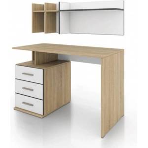 Bogdan Furniture I Бюро с надстройка Mod 3088, Сонома тъмна/Бяло