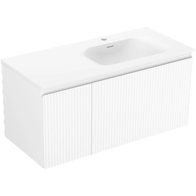 Mexen Rivel шкаф за баня 100 см с мивка Vela дясна, 1S, 1D, релефна, бял мат - 91A23-10047-3-BBFF01-W23P01 (91A23-10047-3-BBFF01-W23P01)