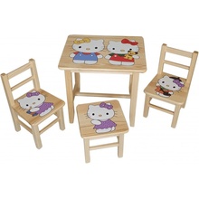 Drew-mix Detský stôl z dreva so stoličkami Hello Kitty Vzor 7