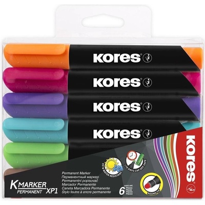 Kores K-MARKER Permanentný popisovač, okrúhly hrot 3 mm, mix 6 farieb