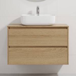 Bath Deluxe Шкаф за баня с мивка TRONDHEIM/KRISTIANSAND 90x57x46 см дъб/бял (SETBT0154C)