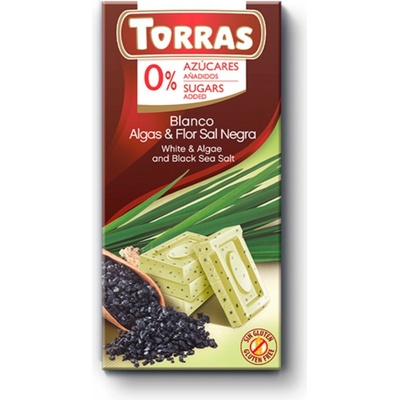 Torras Biela čokoláda s chlorelou a čiernou morskou soľou 75 g
