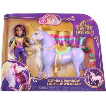 Академия за еднорози светлинен еднорог Wildstar 28 см с кукла София 24 см (6071553)