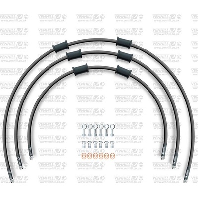 STANDARD Hadica prednej brzdy sada Venhill POWERHOSEPLUS KAW-4002FS-BK (3 hadice v sade) čiernej hadice, nerezové koncovky