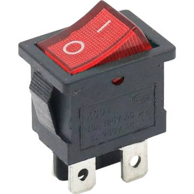 Kolískový vypínač obdĺžnikový s podsvietením, KCD1 4-pin, 250V/6A Červená